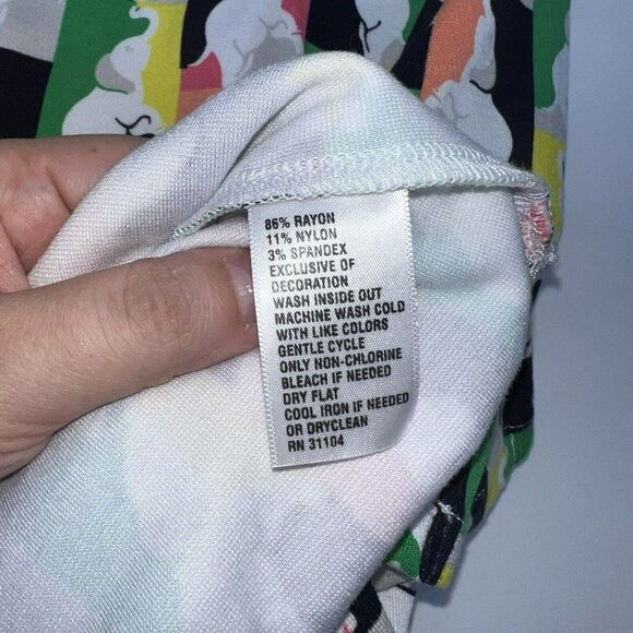 Crown and Ivy size 0X Shift Dress Elephant green coral blue v neck - Picture 6 of 6